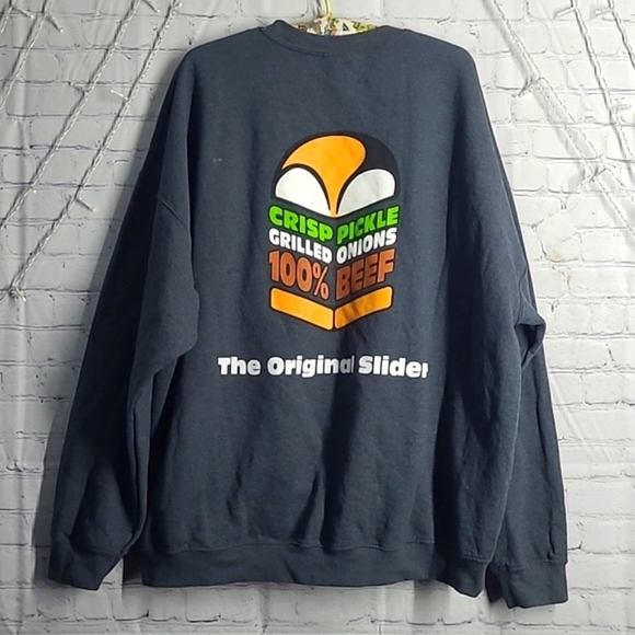 White Castle Fast Food Slider Graphic Dark Gray Pullover Employee Mens Size 3XL - Picture 4 of 17